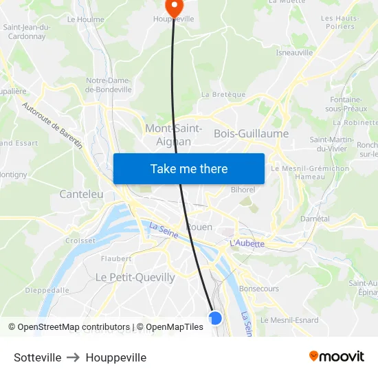 Sotteville to Houppeville map