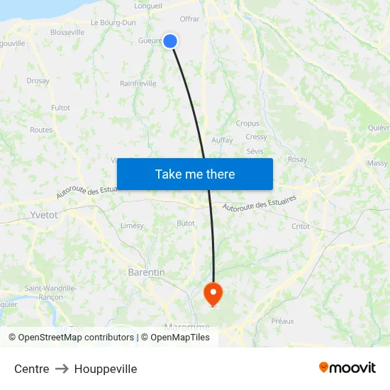 Centre to Houppeville map