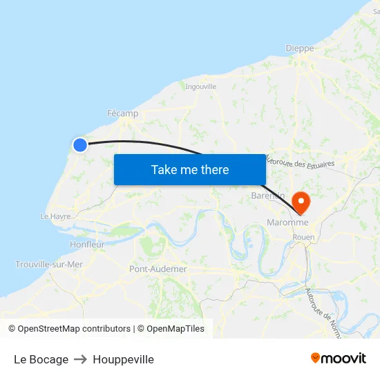 Le Bocage to Houppeville map