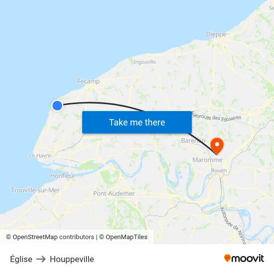 Église to Houppeville map