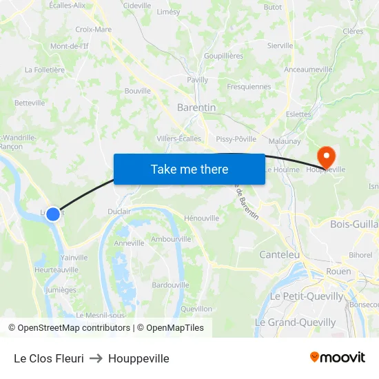 Le Clos Fleuri to Houppeville map