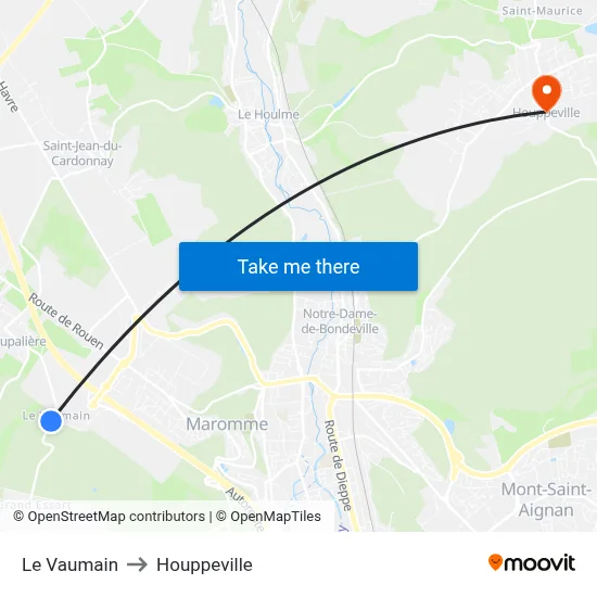 Le Vaumain to Houppeville map