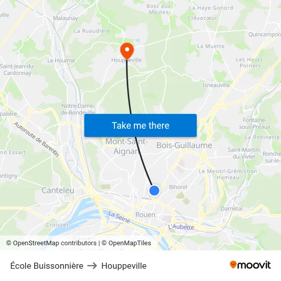 École Buissonnière to Houppeville map