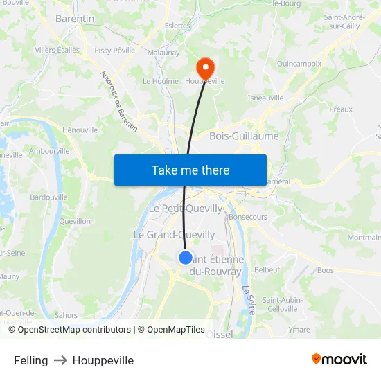 Felling to Houppeville map