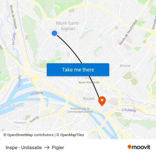 Inspe - Unilasalle to Pigier map