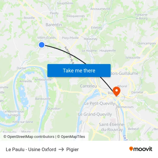 Le Paulu - Usine Oxford to Pigier map