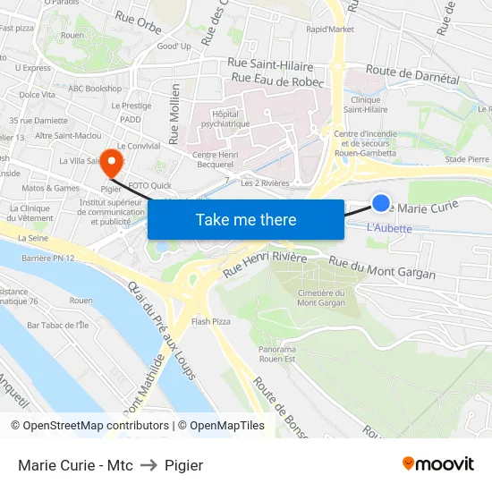 Marie Curie - Mtc to Pigier map