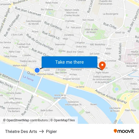 Théatre Des Arts to Pigier map
