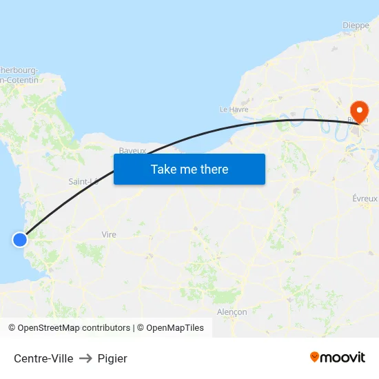 Centre-Ville to Pigier map