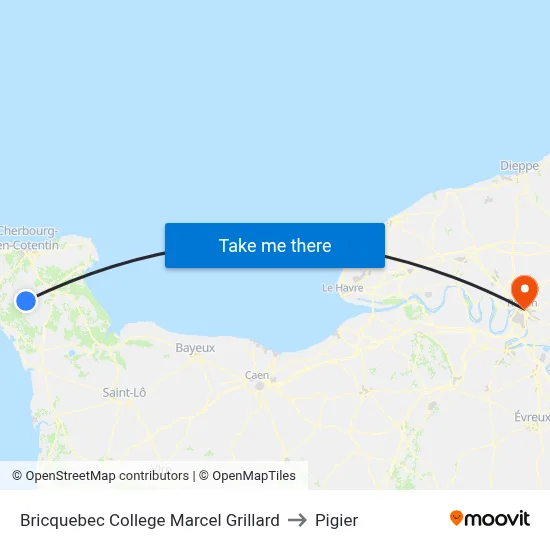 Bricquebec College Marcel Grillard to Pigier map