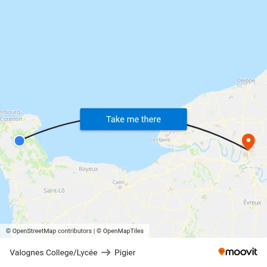 Valognes College/Lycée to Pigier map