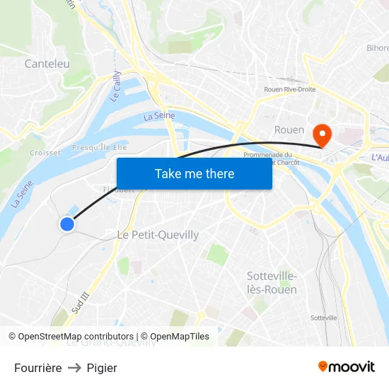 Fourrière to Pigier map