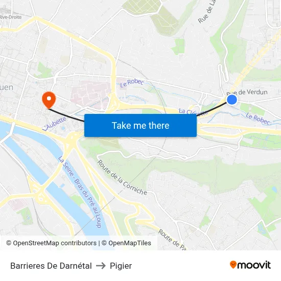 Barrieres De Darnétal to Pigier map
