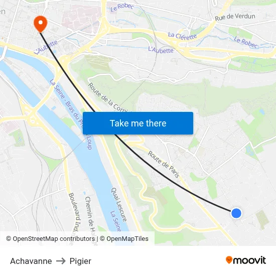 Achavanne to Pigier map
