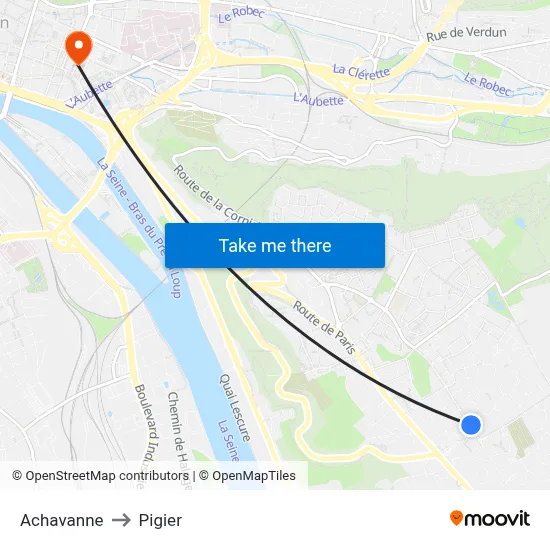 Achavanne to Pigier map