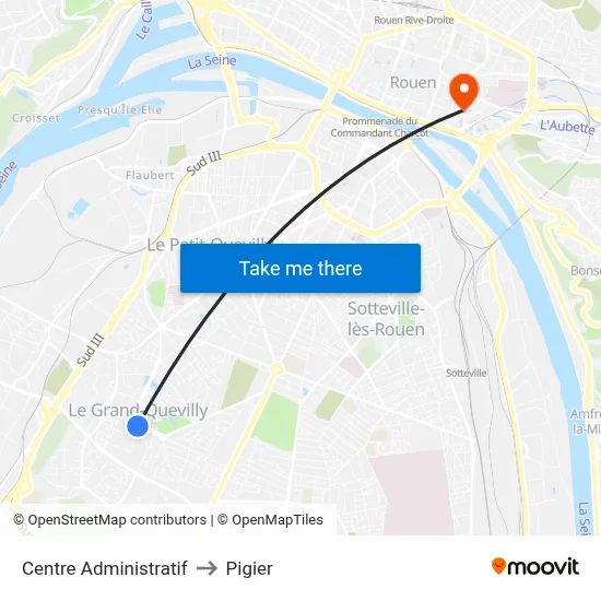 Centre Administratif to Pigier map