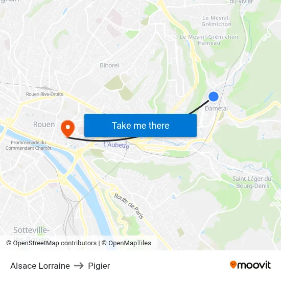 Alsace Lorraine to Pigier map