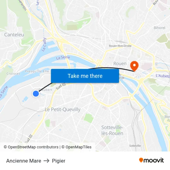 Ancienne Mare to Pigier map