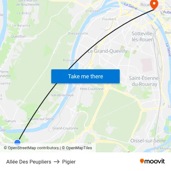 Allée Des Peupliers to Pigier map