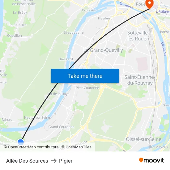 Allée Des Sources to Pigier map