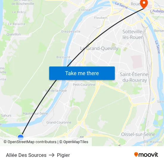 Allée Des Sources to Pigier map