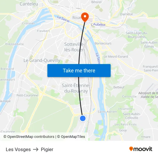 Les Vosges to Pigier map