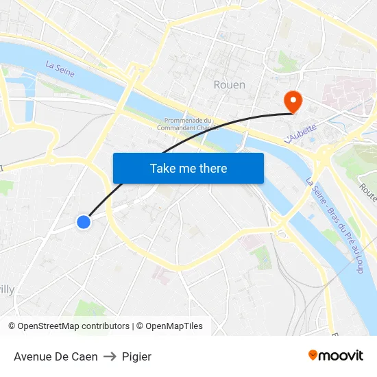 Avenue De Caen to Pigier map