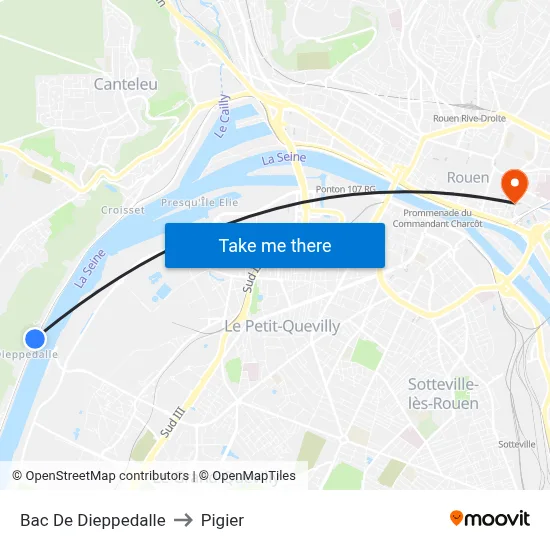 Bac De Dieppedalle to Pigier map