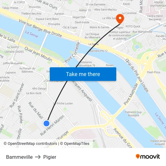 Bammeville to Pigier map