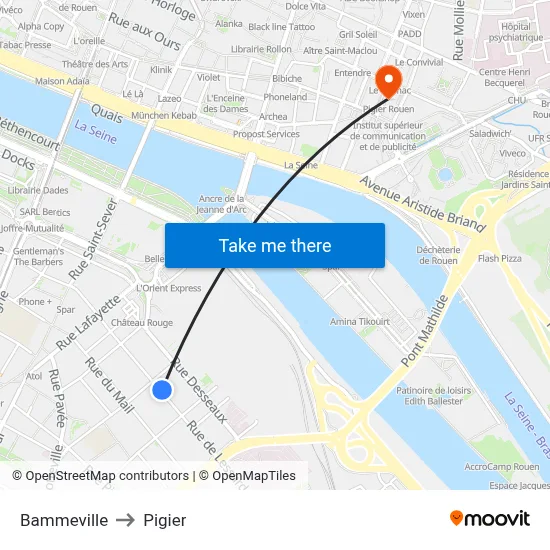 Bammeville to Pigier map