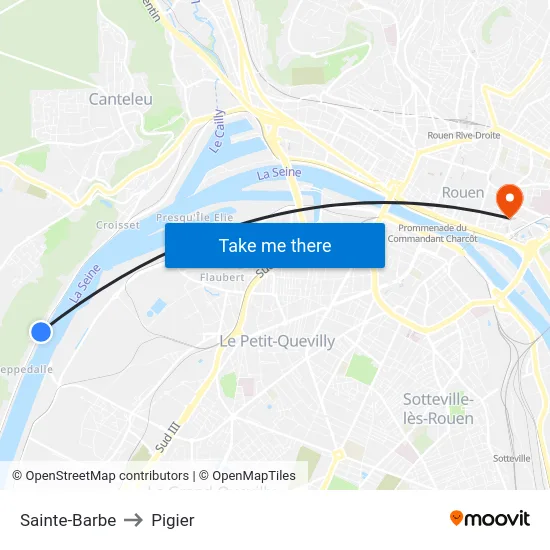 Sainte-Barbe to Pigier map