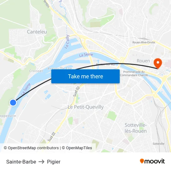 Sainte-Barbe to Pigier map