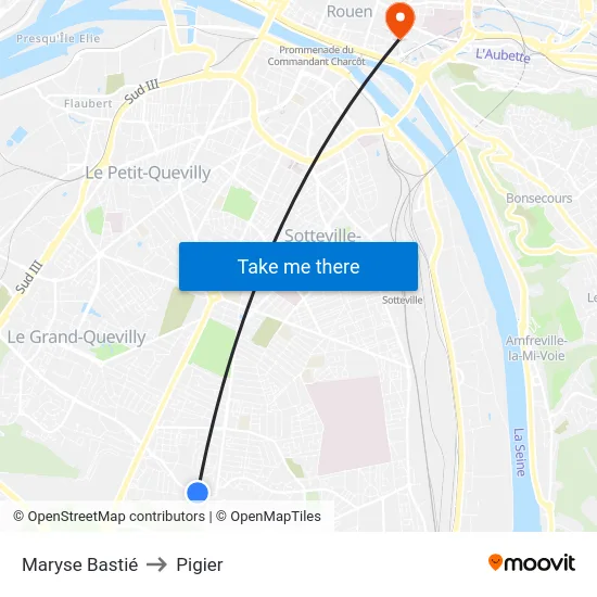 Maryse Bastié to Pigier map