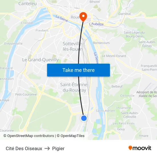 Cité Des Oiseaux to Pigier map