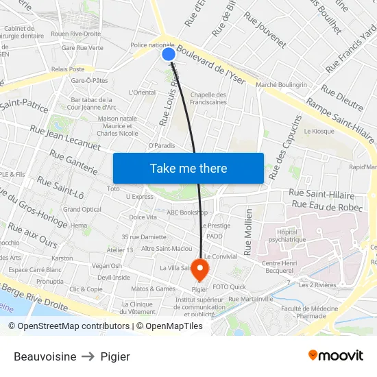 Beauvoisine to Pigier map