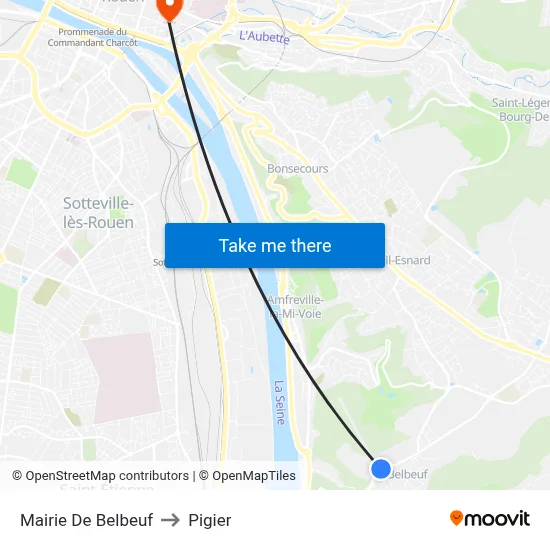 Mairie De Belbeuf to Pigier map
