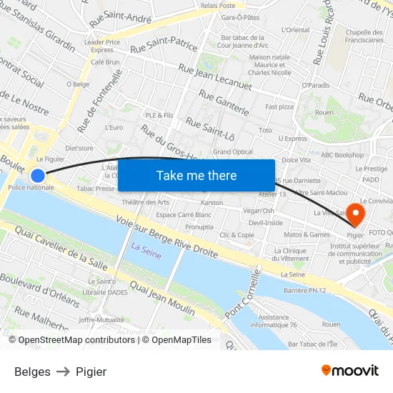 Belges to Pigier map