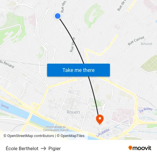École Berthelot to Pigier map