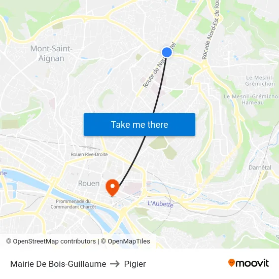 Mairie De Bois-Guillaume to Pigier map