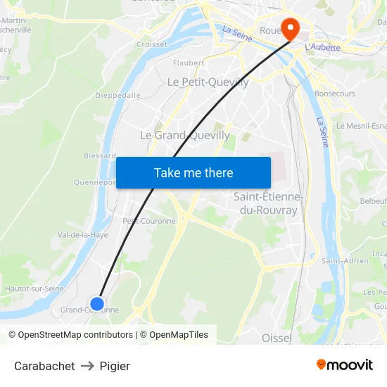Carabachet to Pigier map