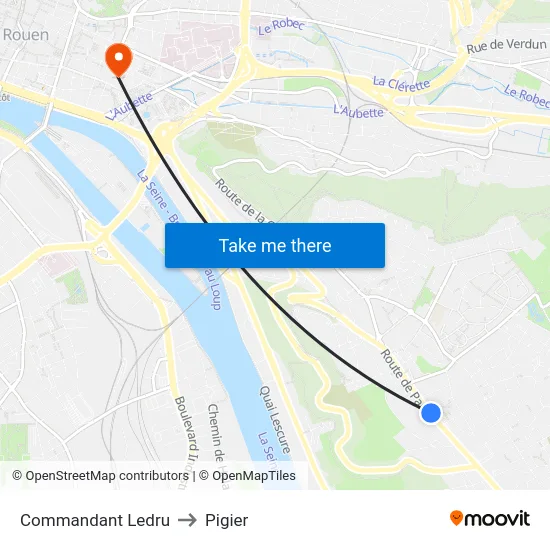 Commandant Ledru to Pigier map