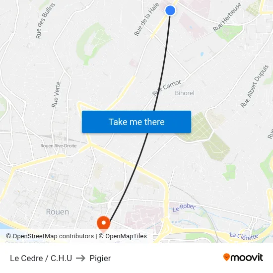Le Cedre / C.H.U to Pigier map