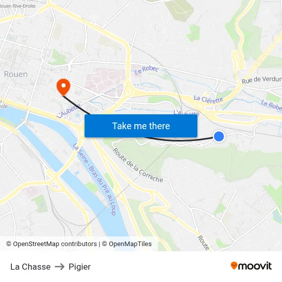 La Chasse to Pigier map