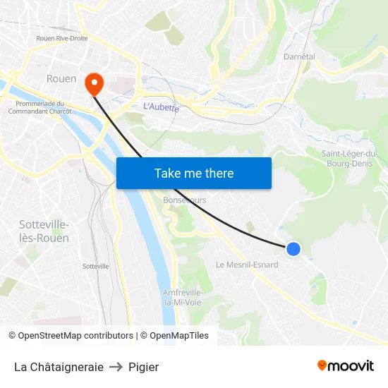 La Châtaigneraie to Pigier map
