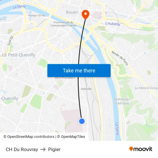 CH Du Rouvray to Pigier map
