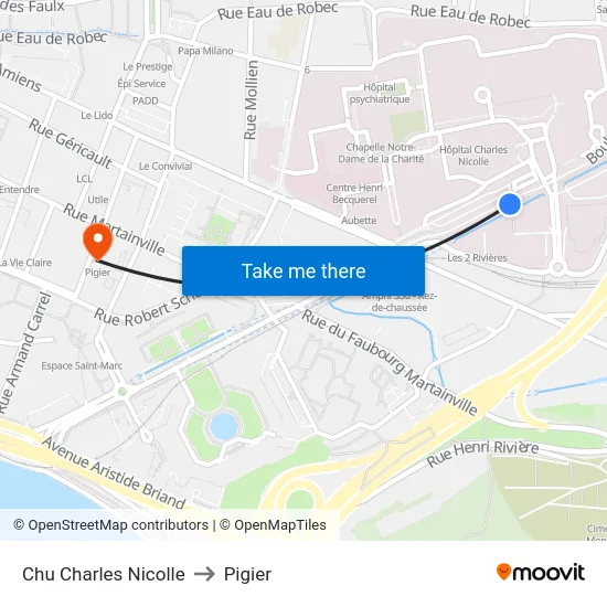 Chu Charles Nicolle to Pigier map