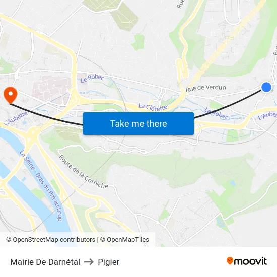 Mairie De Darnétal to Pigier map
