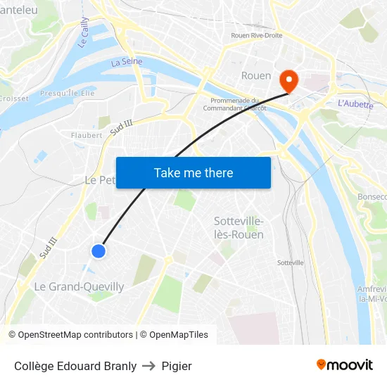 Collège Edouard Branly to Pigier map