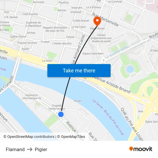 Flamand to Pigier map