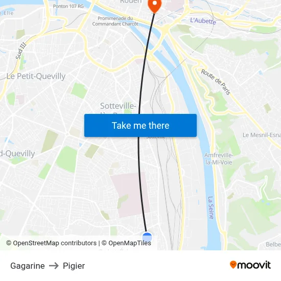 Gagarine to Pigier map